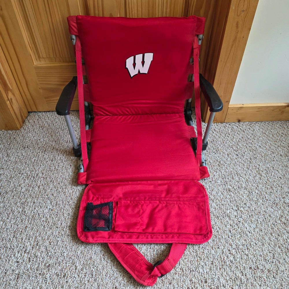 Wisconsin Badgers Stadium Seat Folding Bleacher Chair with Armrests Red NCAA
